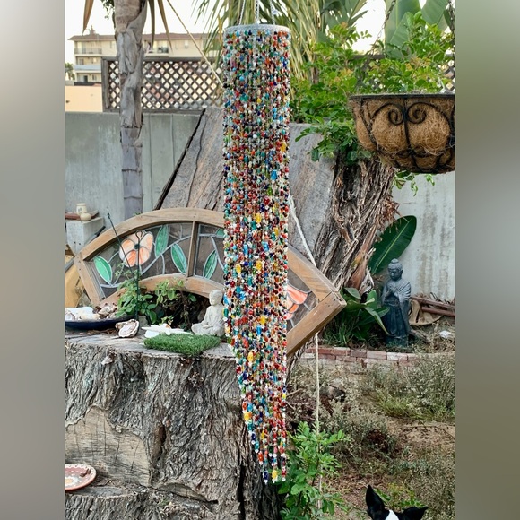 Beaded Spiral Chandelier 4 ft+ Handmade Bohemian Czech Glass Sun Catcher Mobile - Picture 7 of 10